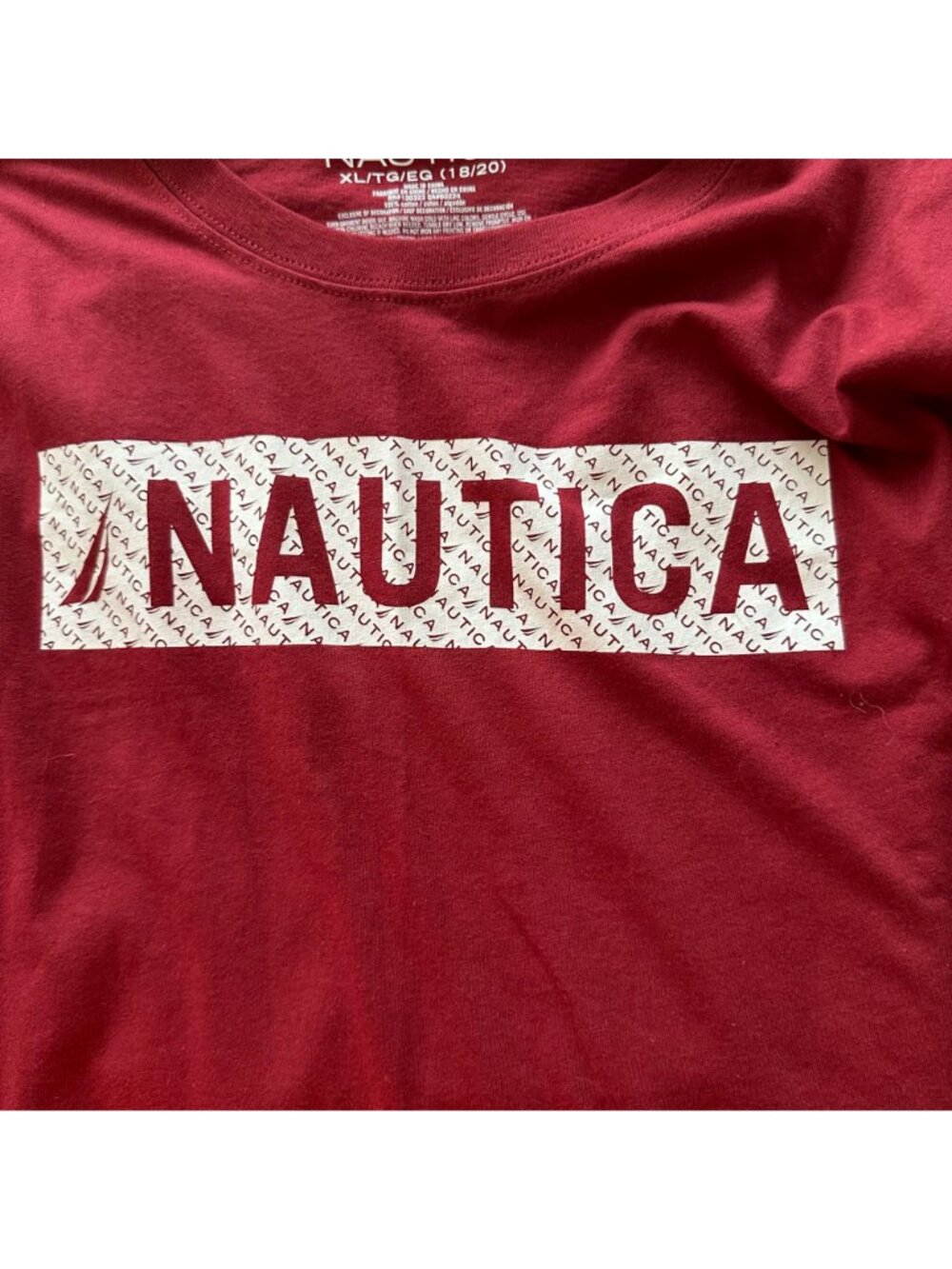 Nautica Long Sleeve Crew Neck T-Shirt Kids XL Pomegranate Red 100% Cotton NWT - Picture 5 of 12